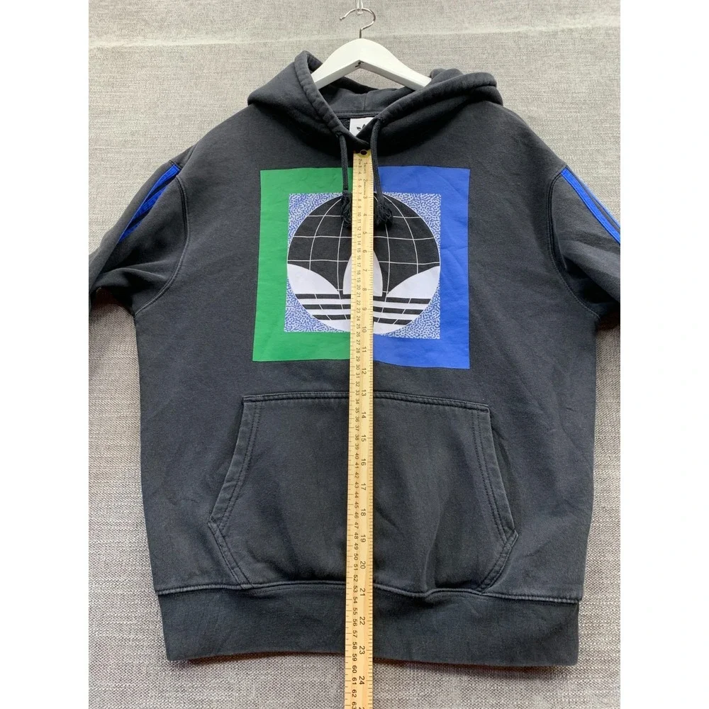 Adidas Originals Hoodie Mens Small‎ Black Colorblock Logo Print Fleece Lined
